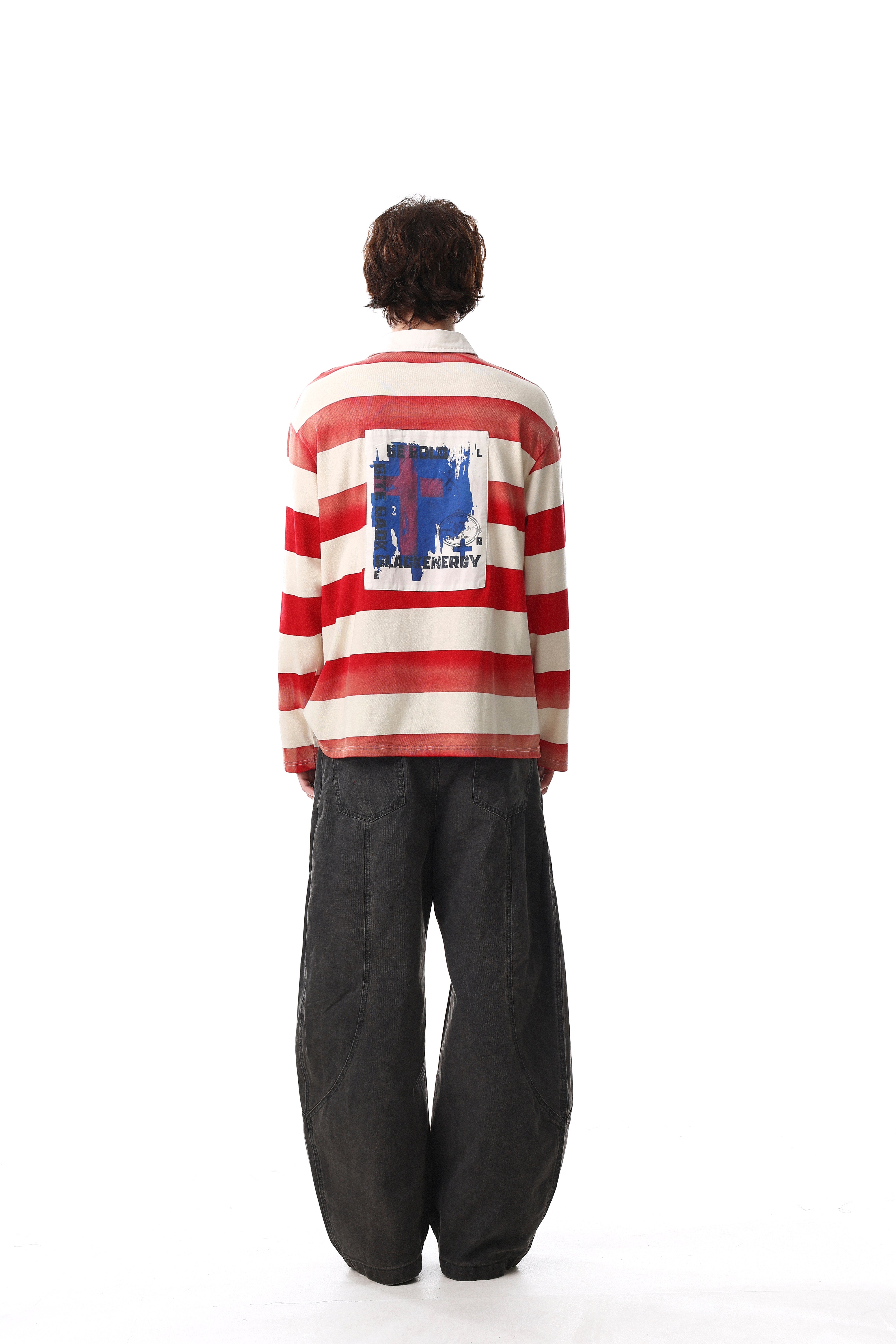3-6-5.shop Striped Long Sleeve Rugby Shirt
