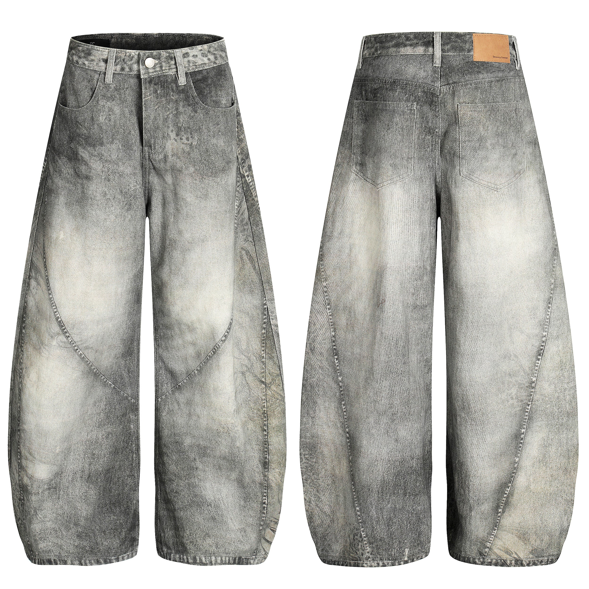 3-6-5.shop Washed Curved Denim Pants