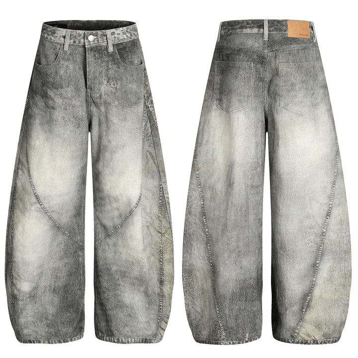 3-6-5.shop Washed Curved Denim Pants
