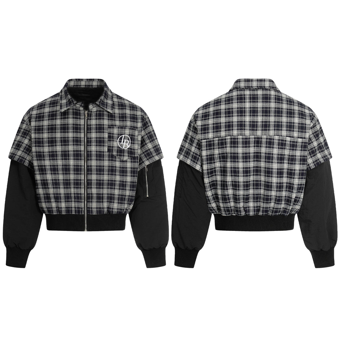 3-6-5.shop Plaid Hybrid Bomber Jacket