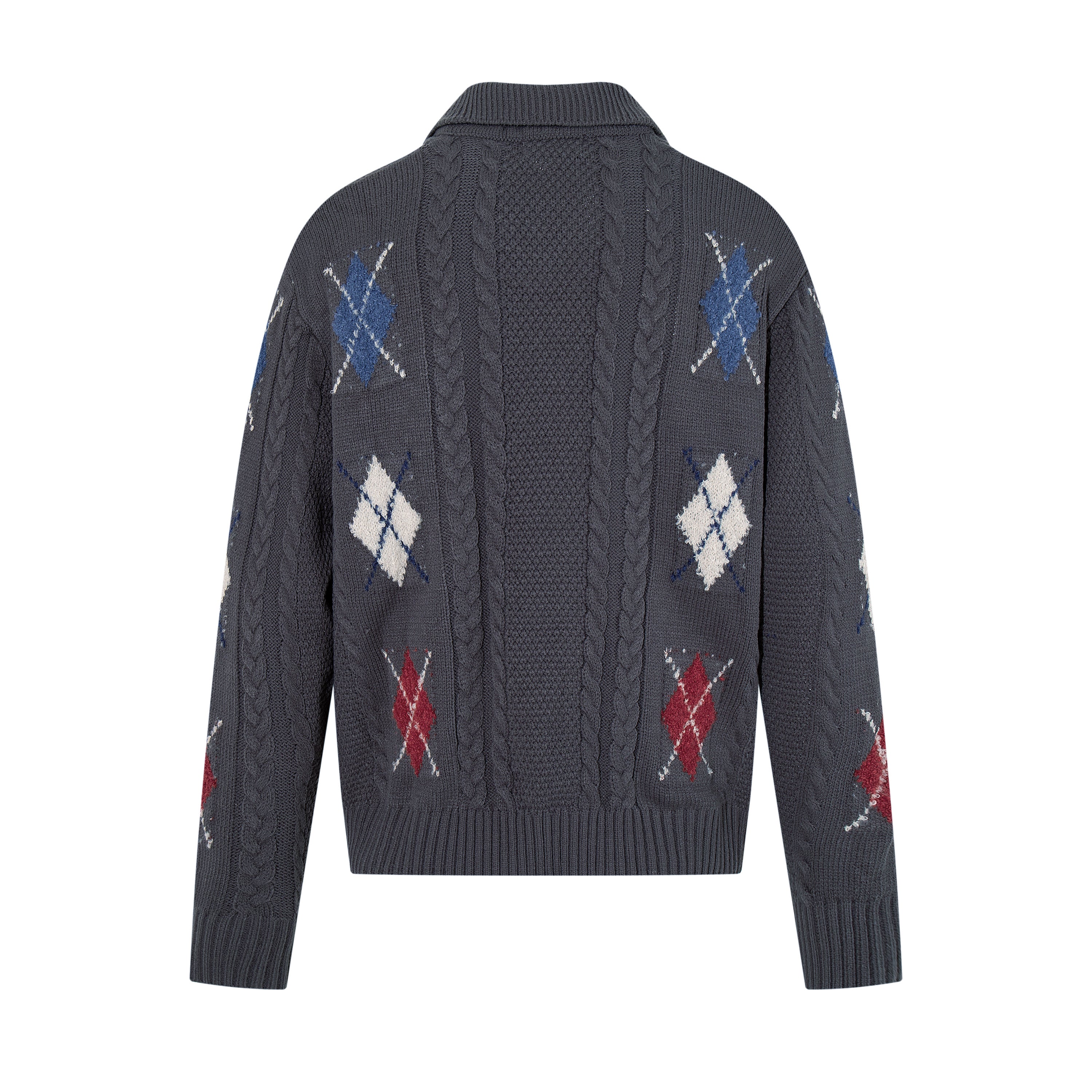 3-6-5.shop Argyle Cable Knit Cardigan