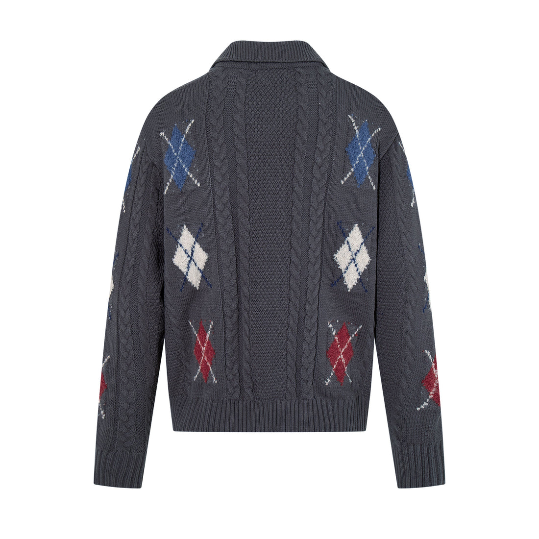 3-6-5.shop Argyle Cable Knit Cardigan
