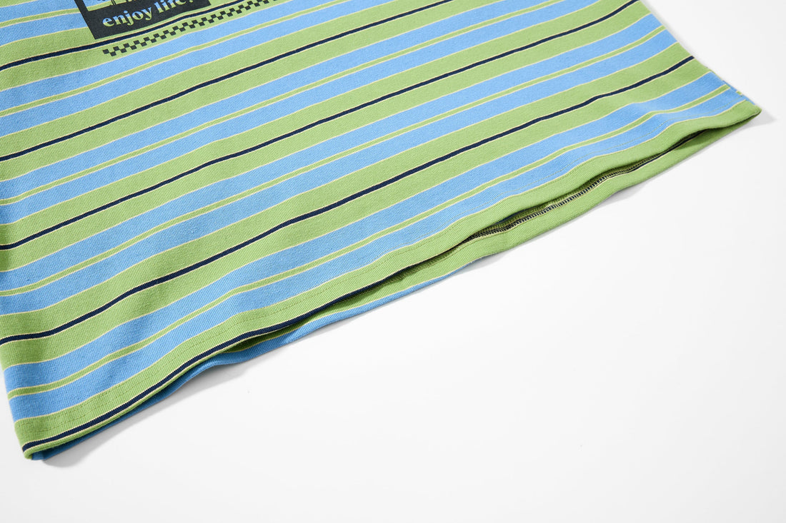 3-6-5.shop Striped Graphic Layered Polo