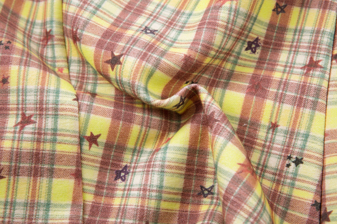 3-6-5.shop Yellow Plaid Bear Charm Pants