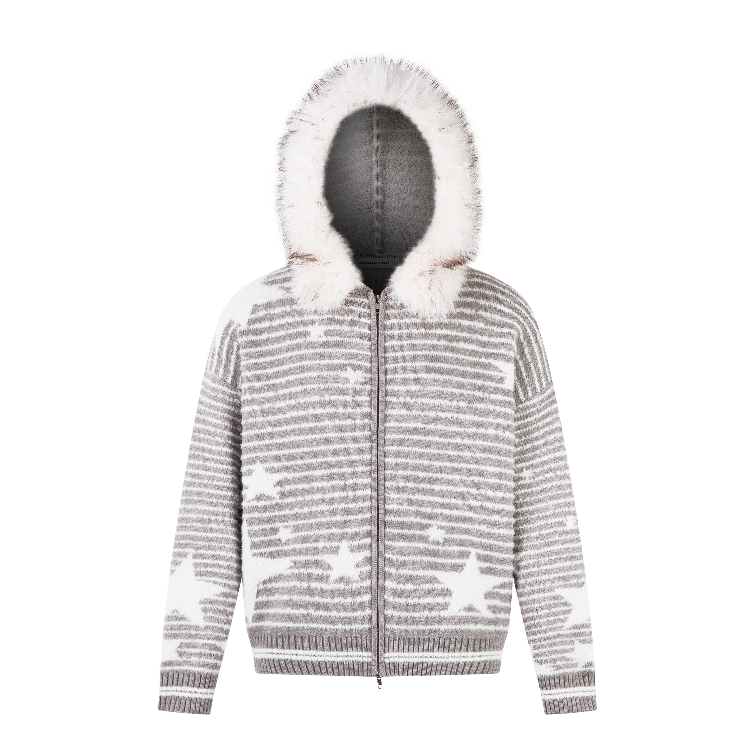 3-6-5.shop Star Knit Faux Fur Hoodie
