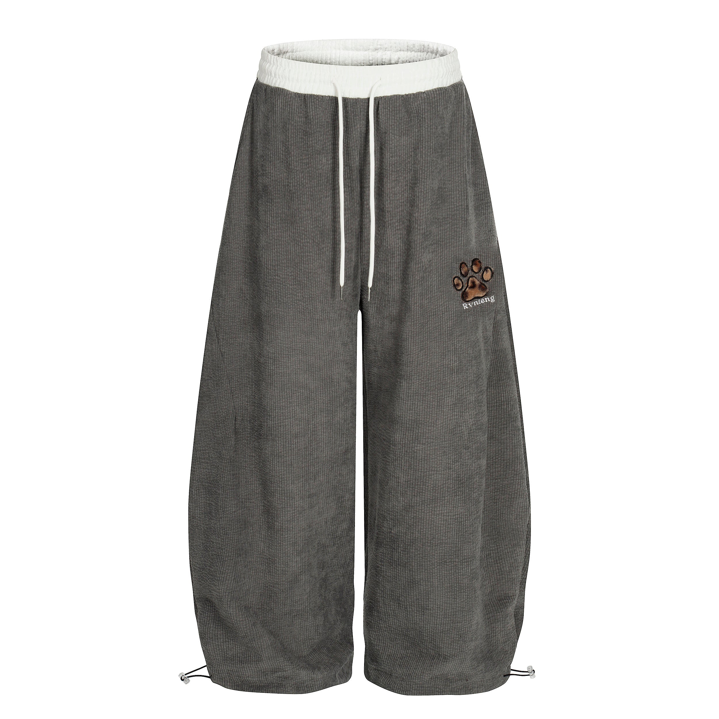 3-6-5.shop Corduroy Paw Embroidered Pants