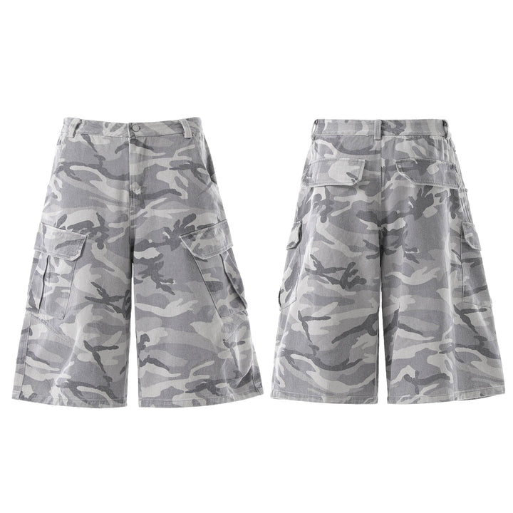 3-6-5.shop Camo Wide-Leg Cargo Shorts