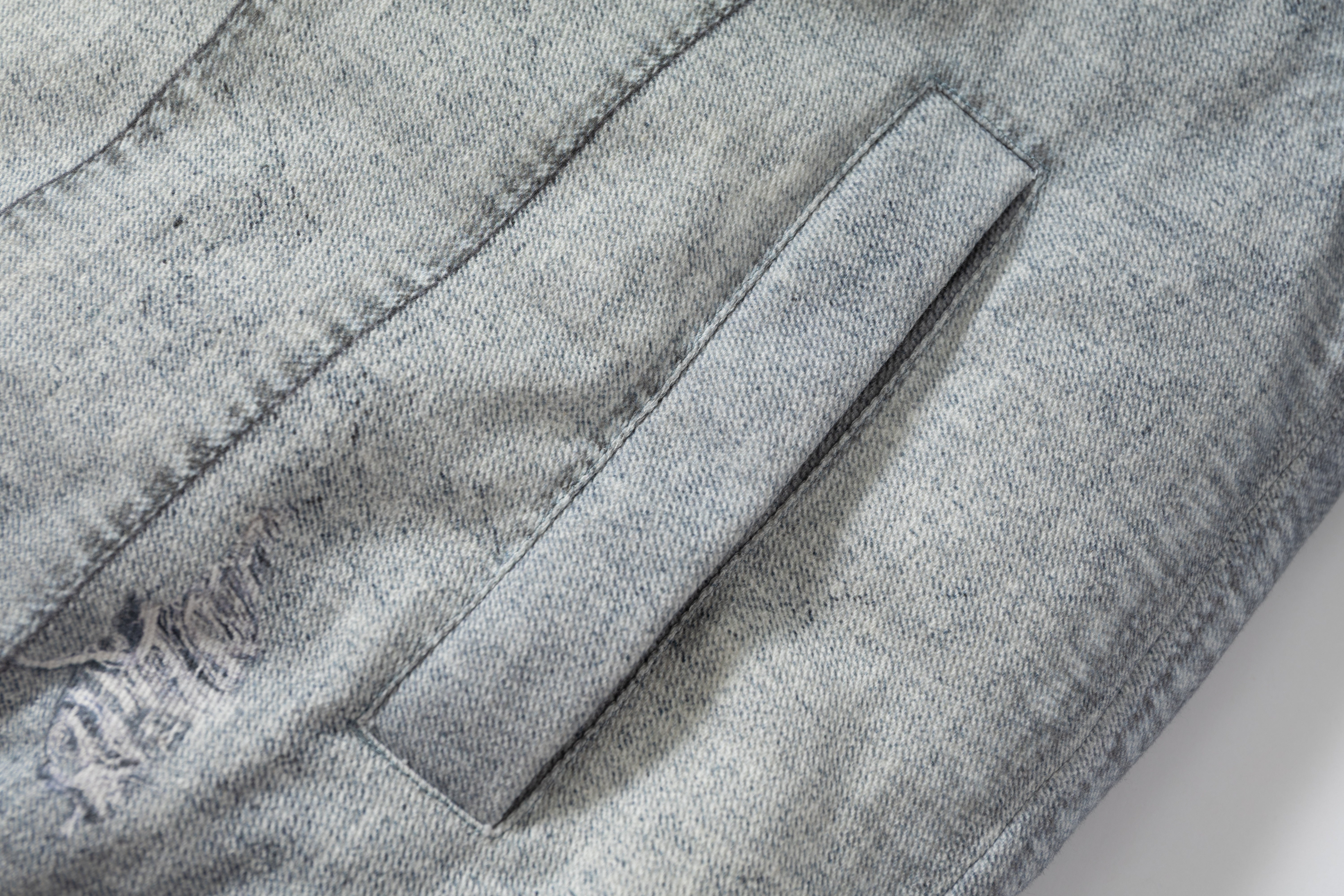 3-6-5.shop Patchwork Distressed Denim Puffer Jacket