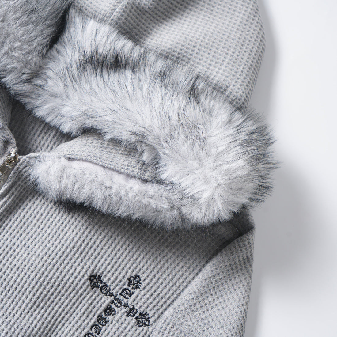 3-6-5.shop Faux Fur Trim Zip-Up Hoodie