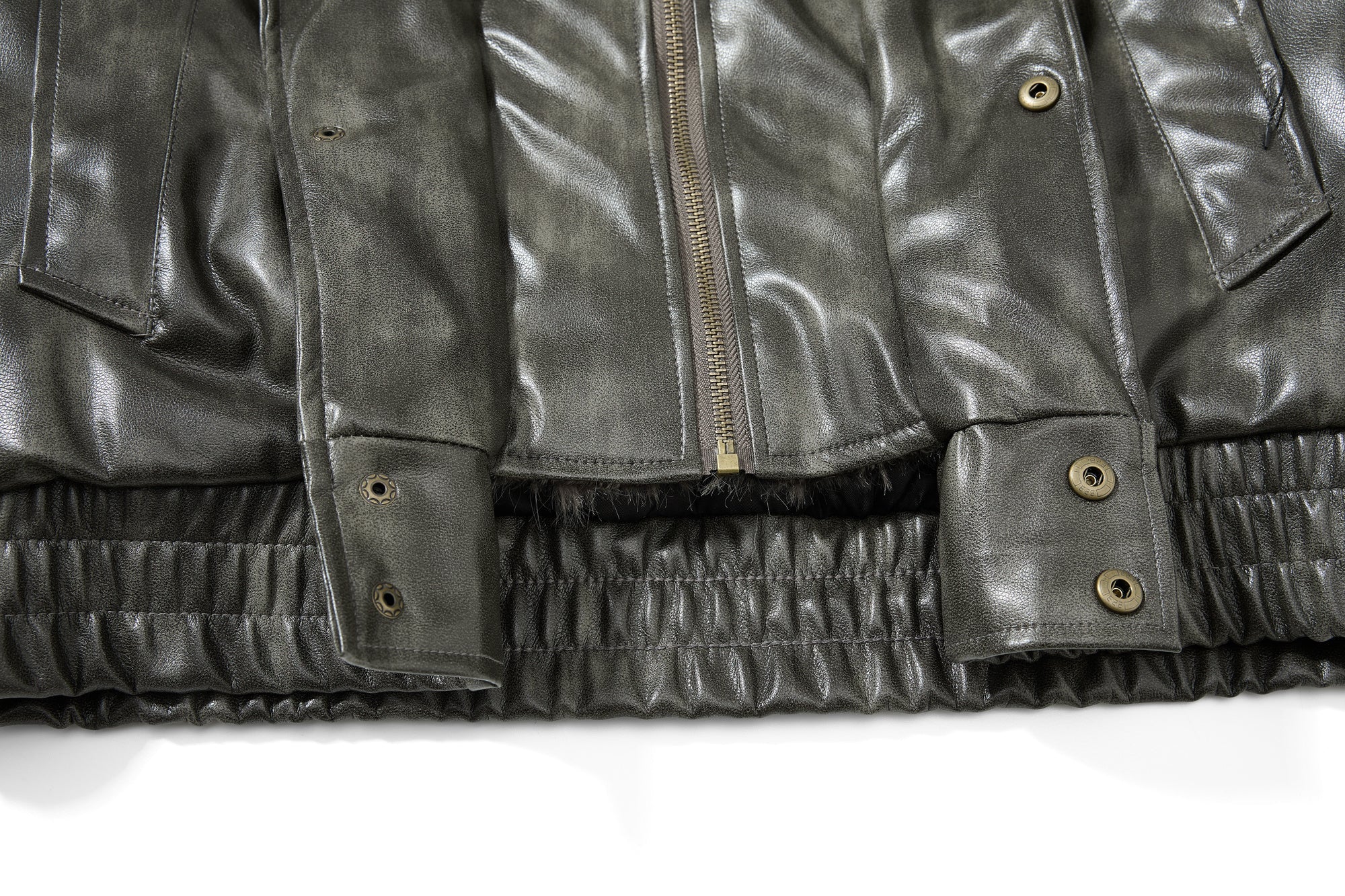 3-6-5.shop Faux Leather Bomber Jacket