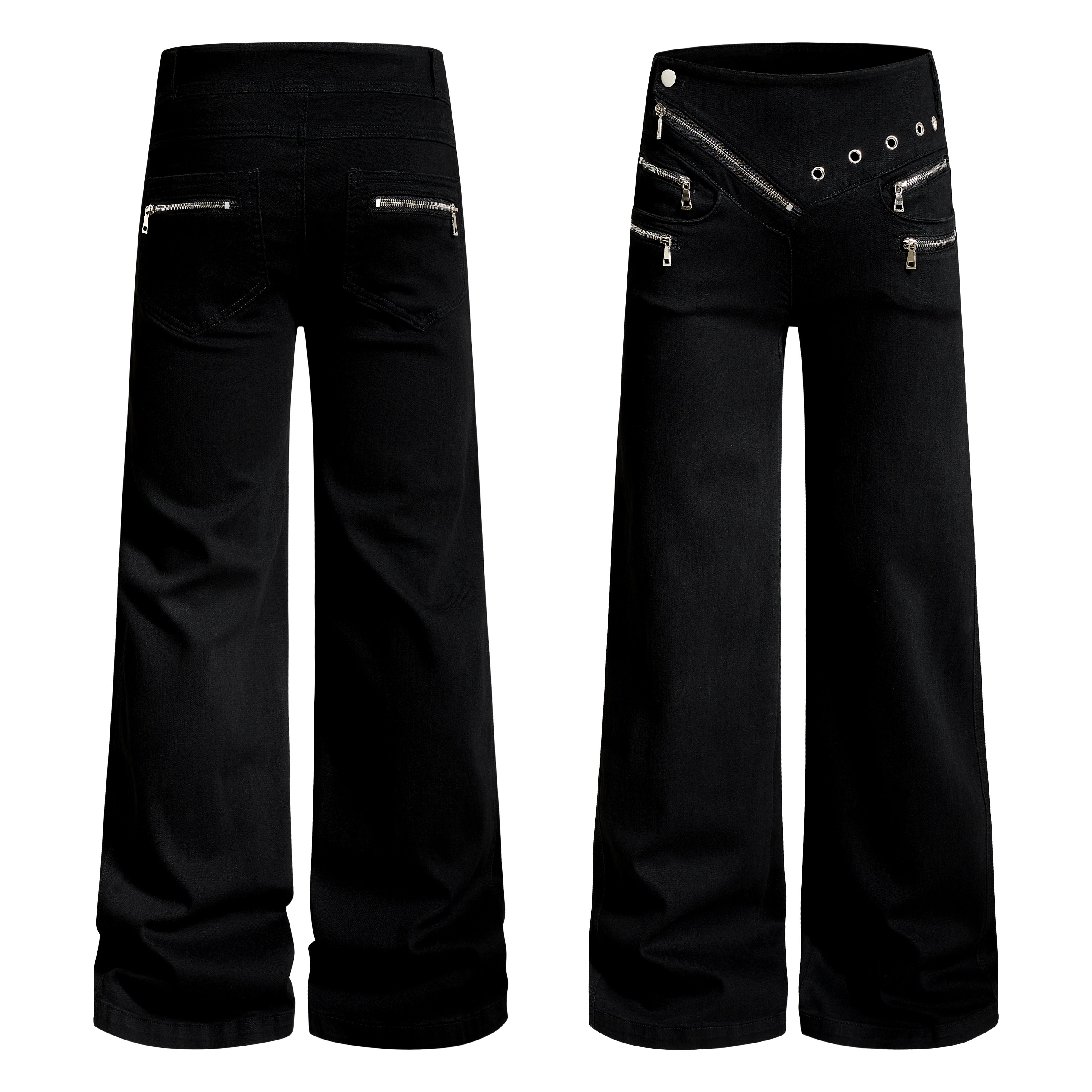 3-6-5.shop Zipper Detail Flared Pants
