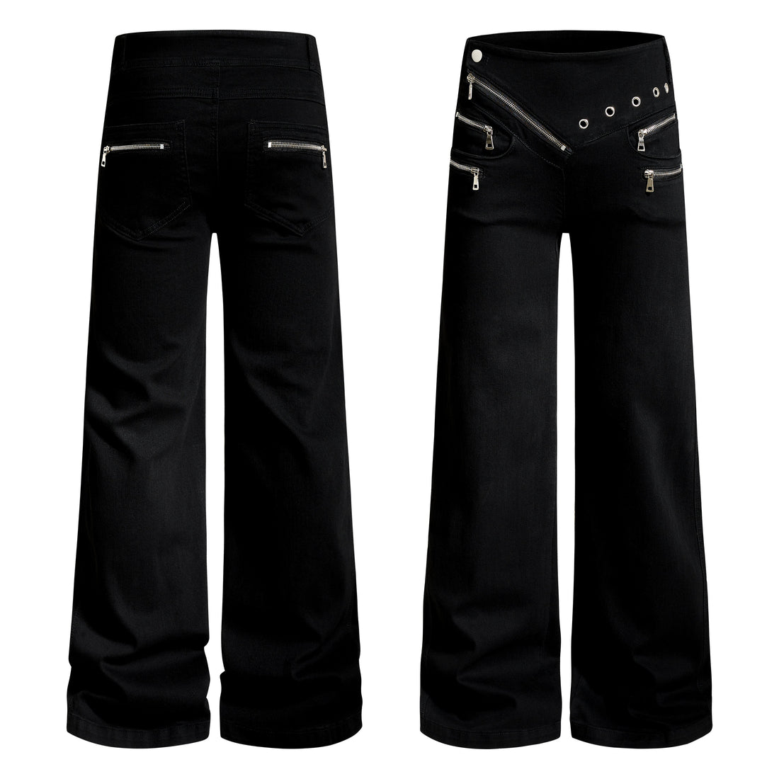 3-6-5.shop Zipper Detail Flared Pants