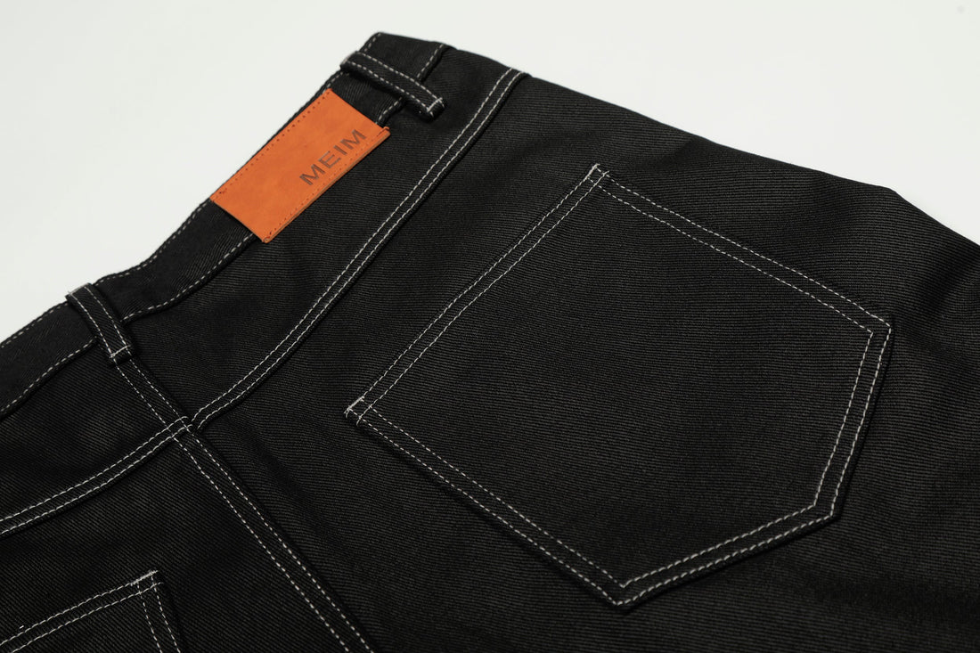 3-6-5.shop Contrast Stitch Wide Denim Pants