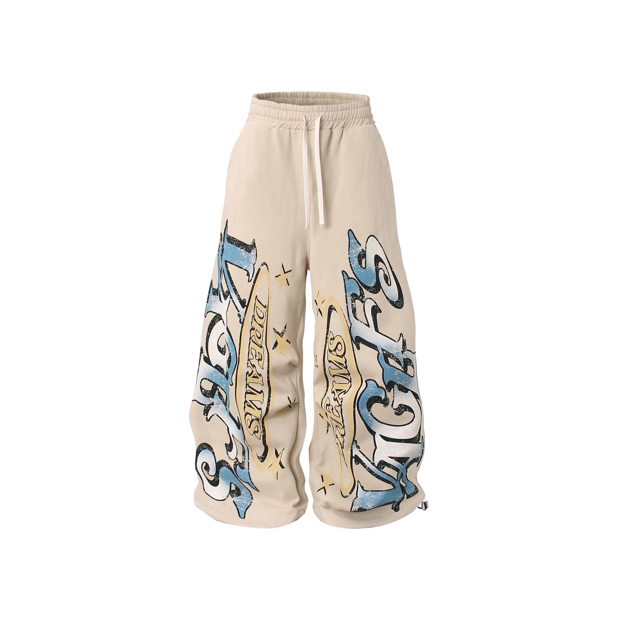 3-6-5.shop Fleece-Lined Letter Graphic Wide-Leg Sweatpants