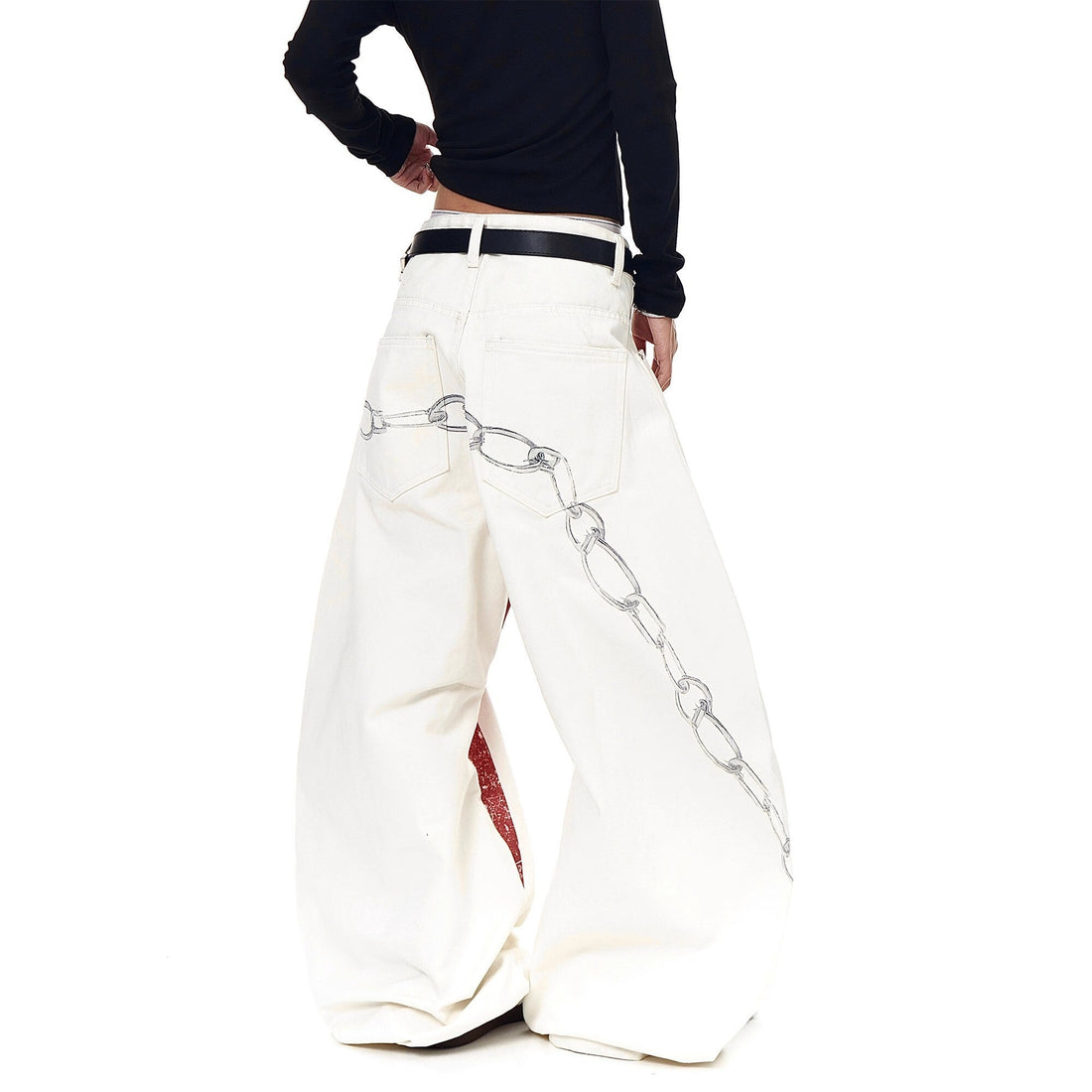 3-6-5.shop Chain Print Cross Barrel Jeans