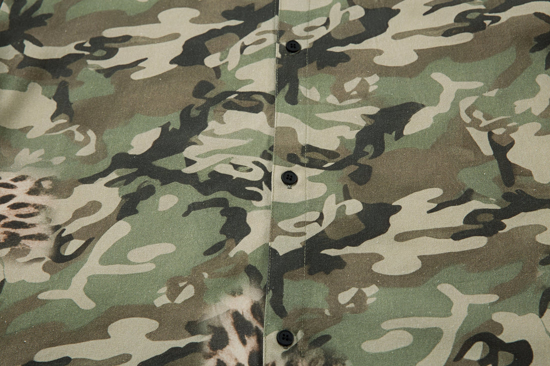 3-6-5.shop Layered Camo-Leopard Short-Sleeve Shirt