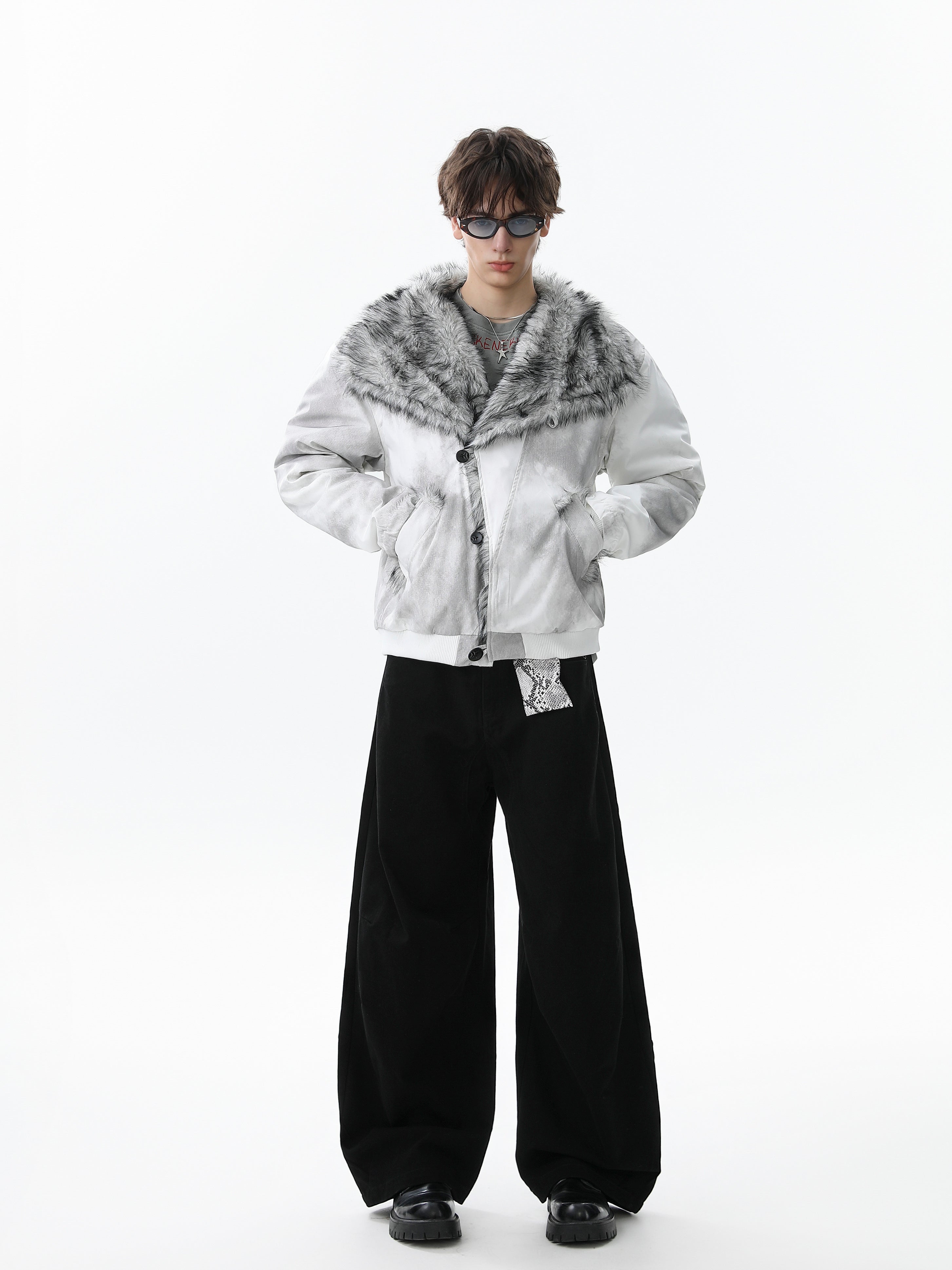 3-6-5.shop Faux Fur Panel Short Jacket