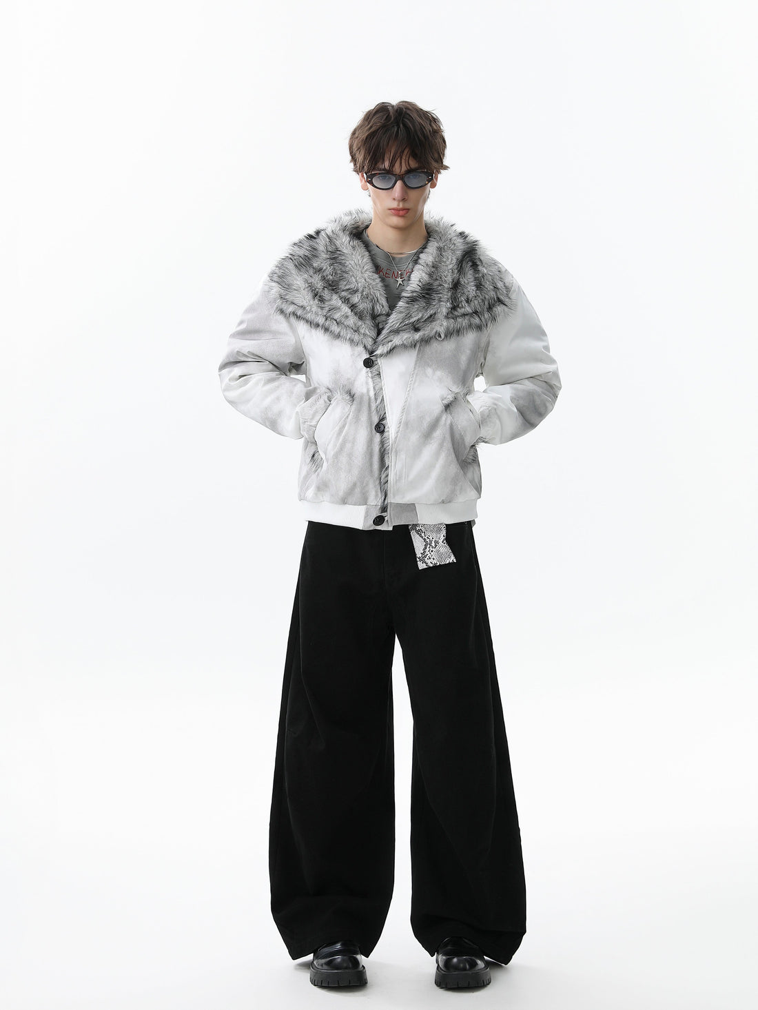 3-6-5.shop Faux Fur Panel Short Jacket