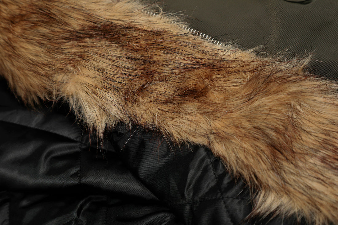 3-6-5.shop Faux Fur Collar Utility Bomber Jacket