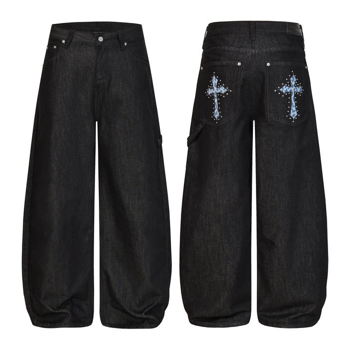 3-6-5.shop Cross Pocket Wide-Leg Jeans