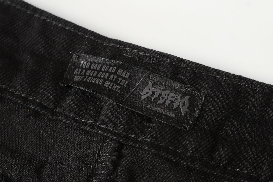 3-6-5.shop Studded Panel Wide-Leg Jeans