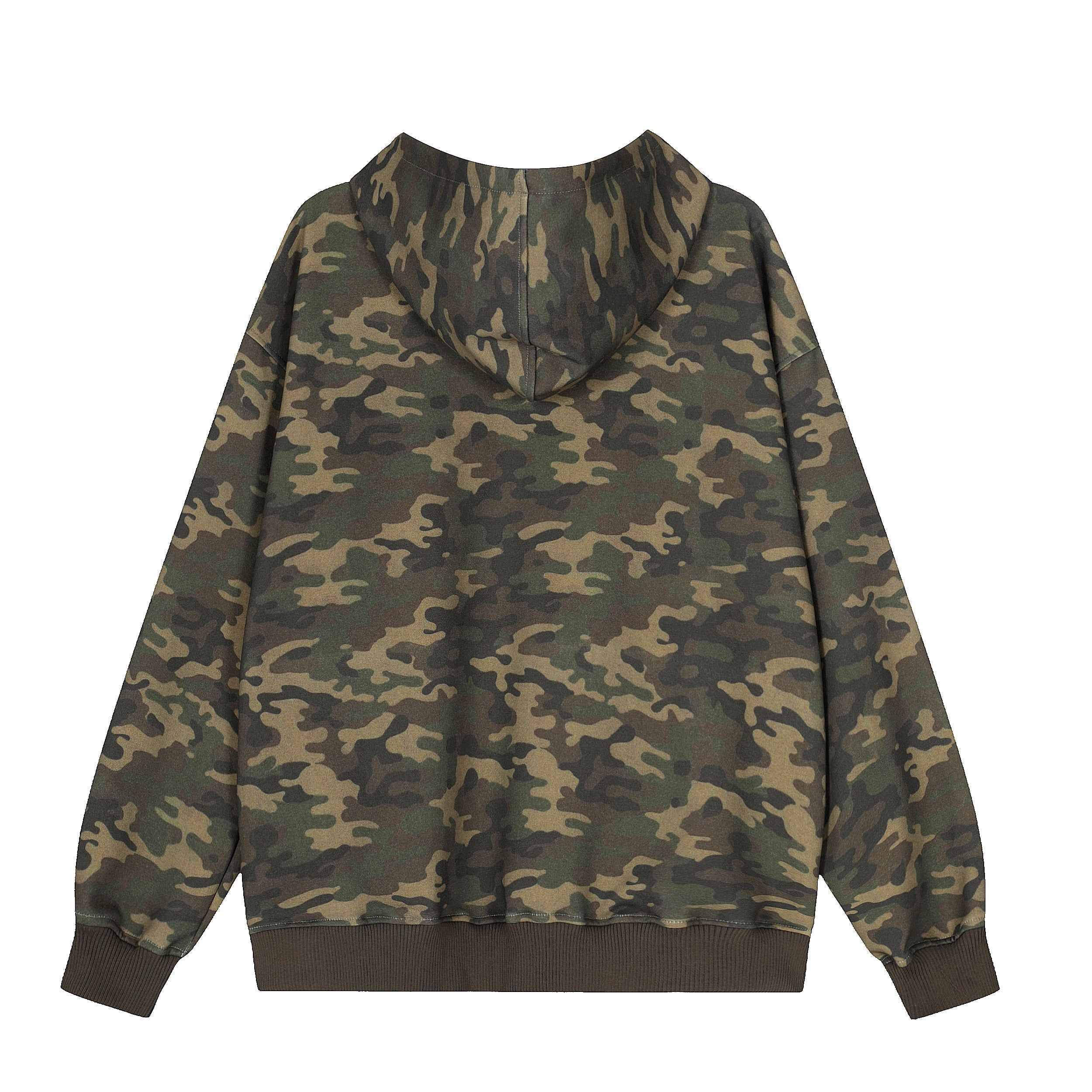 3-6-5.shop Camo Chenille Patch Half-Zip Hoodie