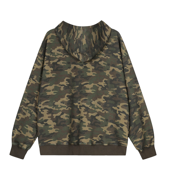 3-6-5.shop Camo Chenille Patch Half-Zip Hoodie