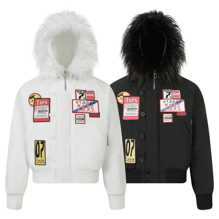 3-6-5.shop Faux Fur Hooded Bomber Jacket