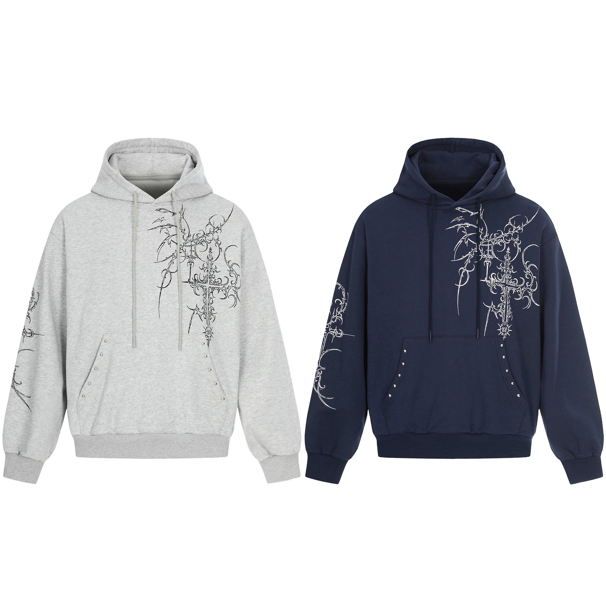 3-6-5.shop Gothic Cross Graphic Hoodie