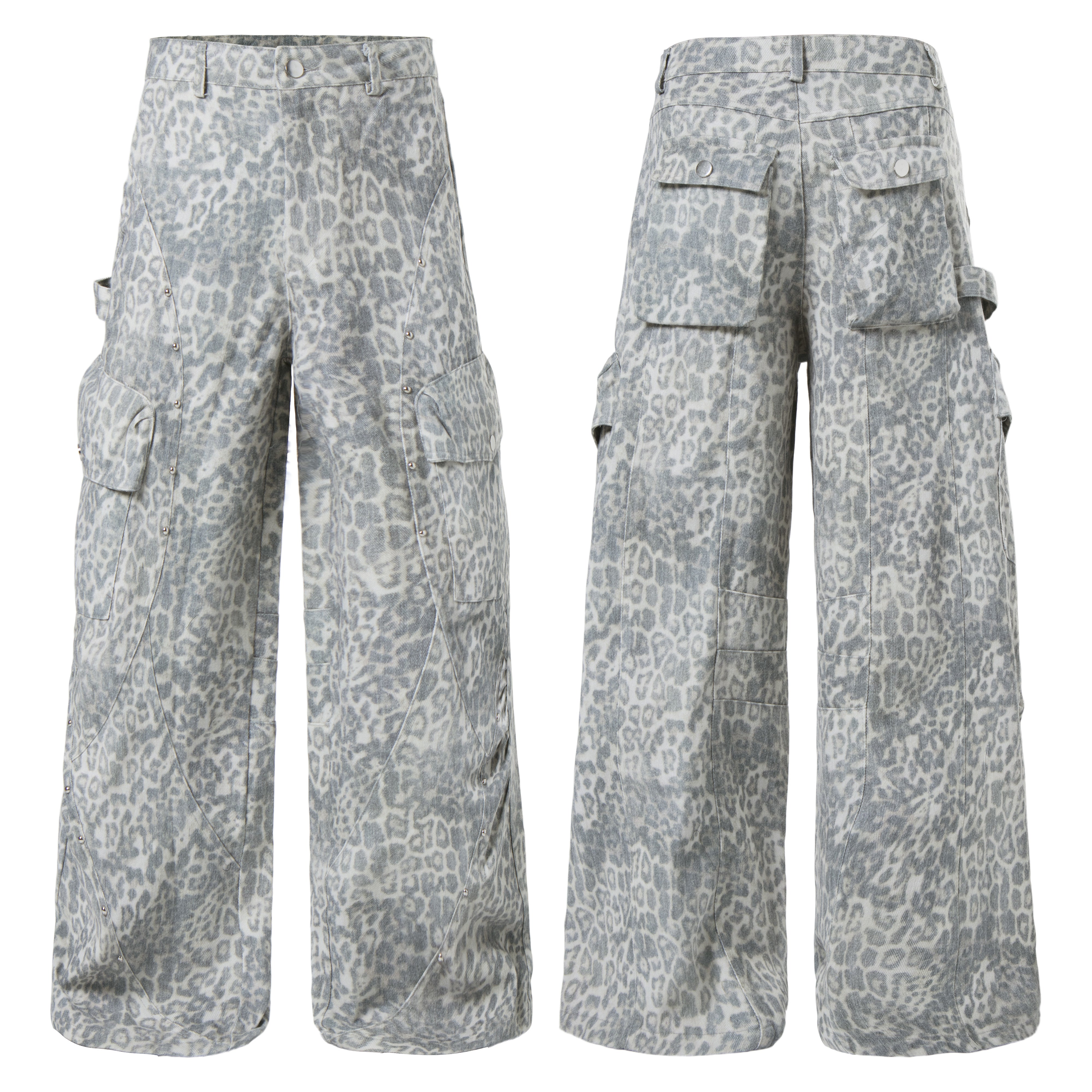 3-6-5.shop Leopard Utility Wide-Leg Pants