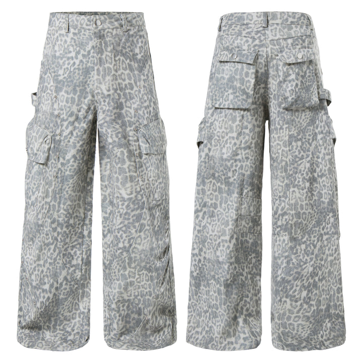 3-6-5.shop Leopard Utility Wide-Leg Pants