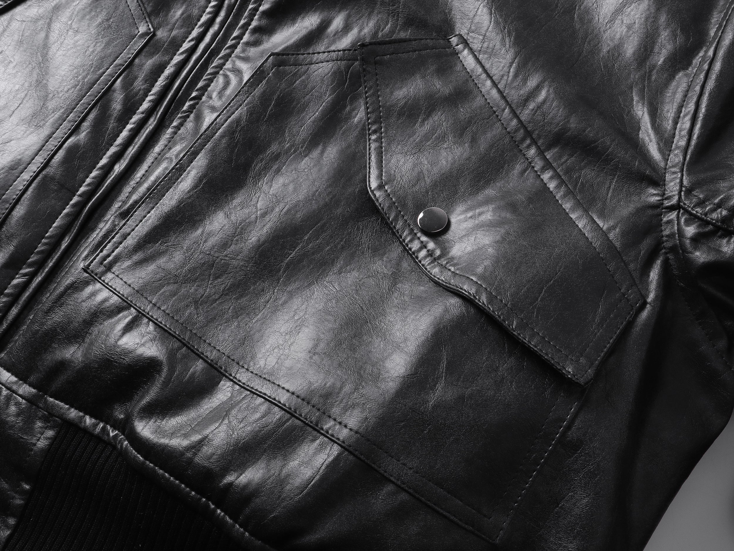 3-6-5.shop Vintage PU Bomber Jacket