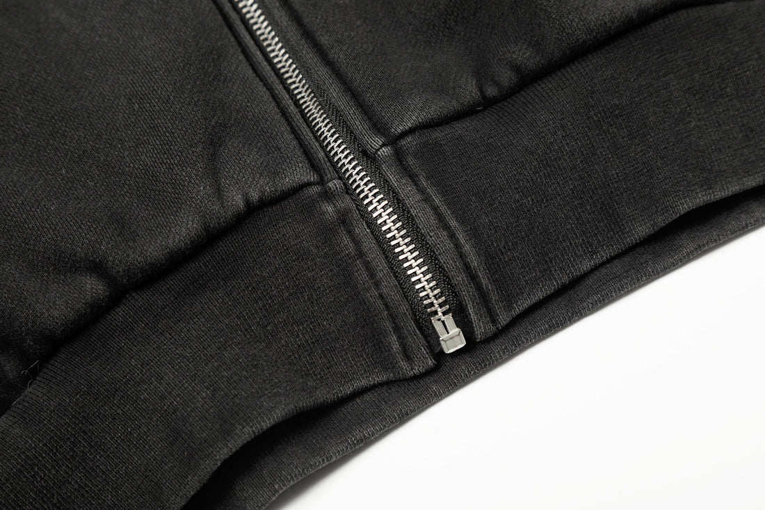 3-6-5.shop Studded Zip-Up Hoodie