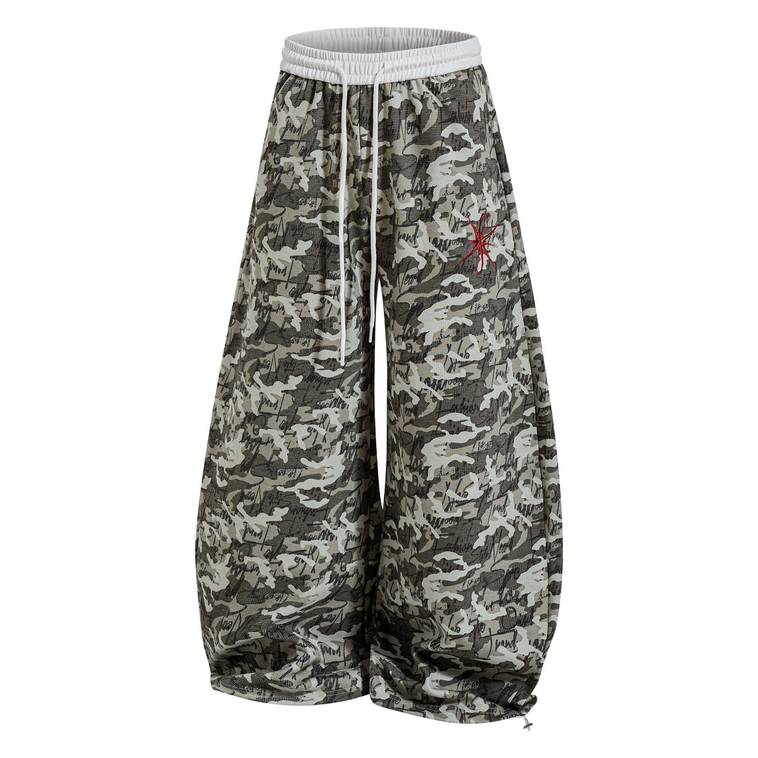 3-6-5.shop Camo Script Wide-Leg Pants