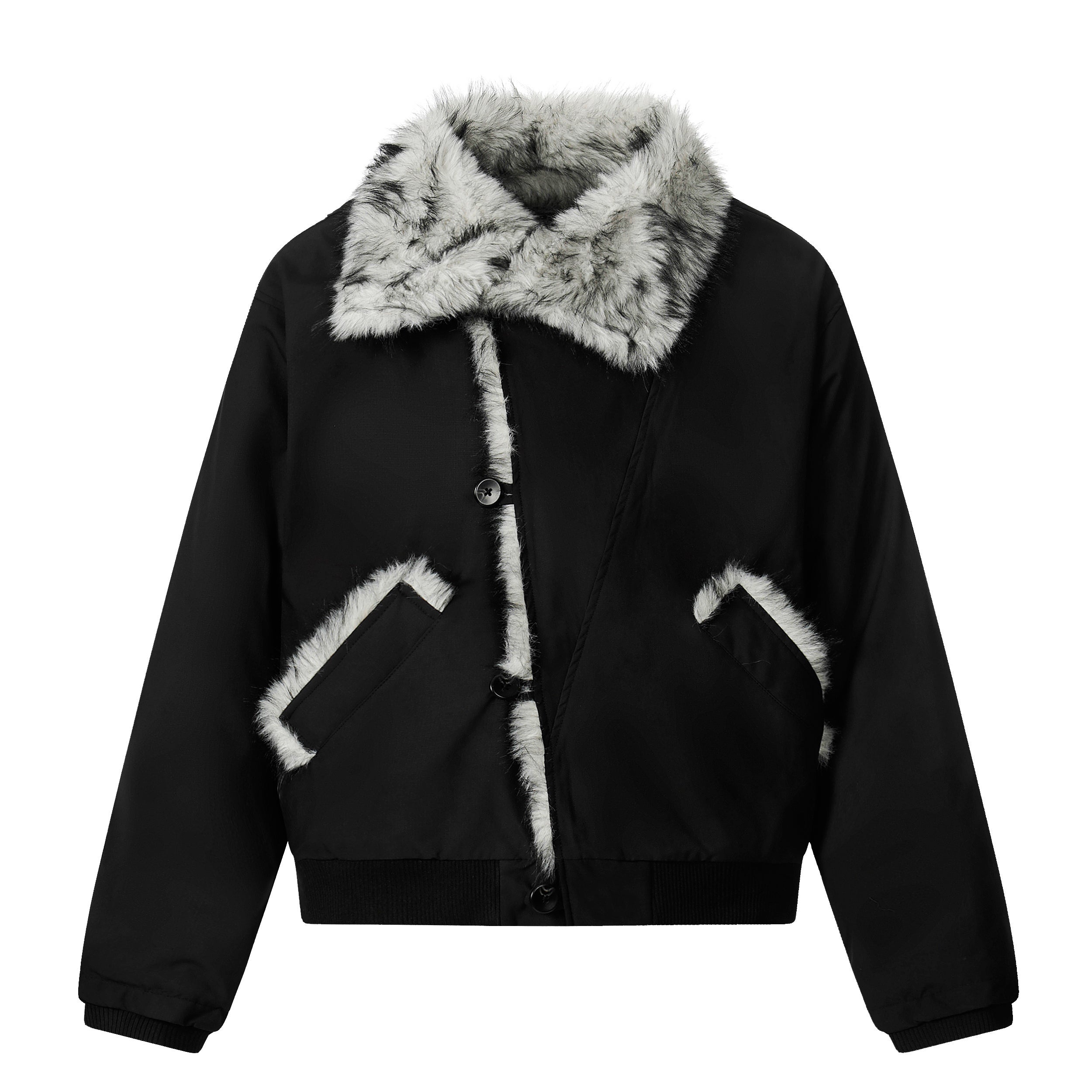 3-6-5.shop Faux Fur Panel Short Jacket