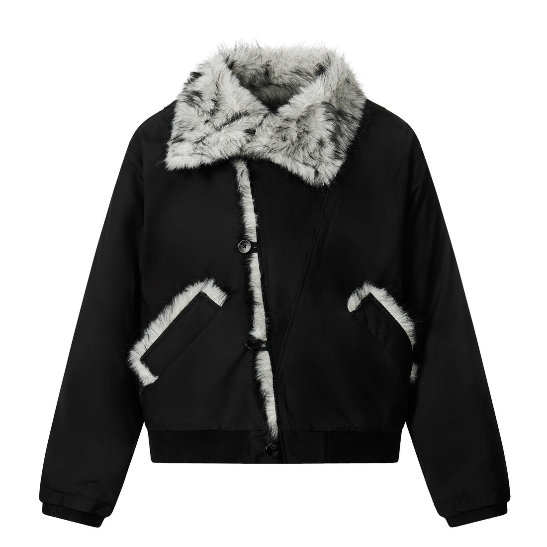 3-6-5.shop Faux Fur Panel Short Jacket