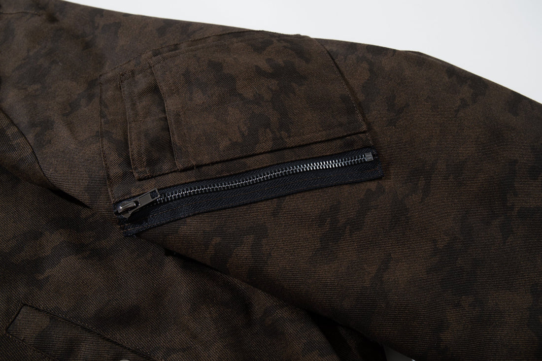 3-6-5.shop Camo Fur Hood Bomber Jacket