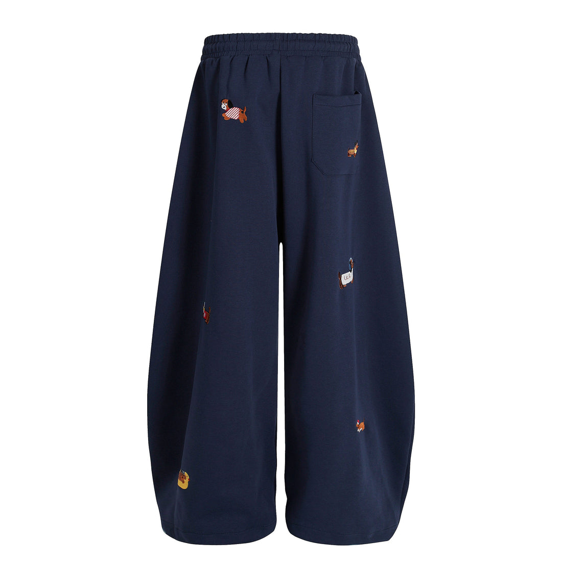 3-6-5.shop Embroidered Dog Motif Sweatpants