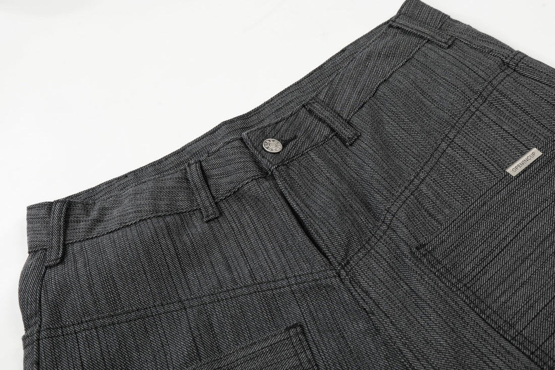 3-6-5.shop Textured Wide-Leg Utility Pants