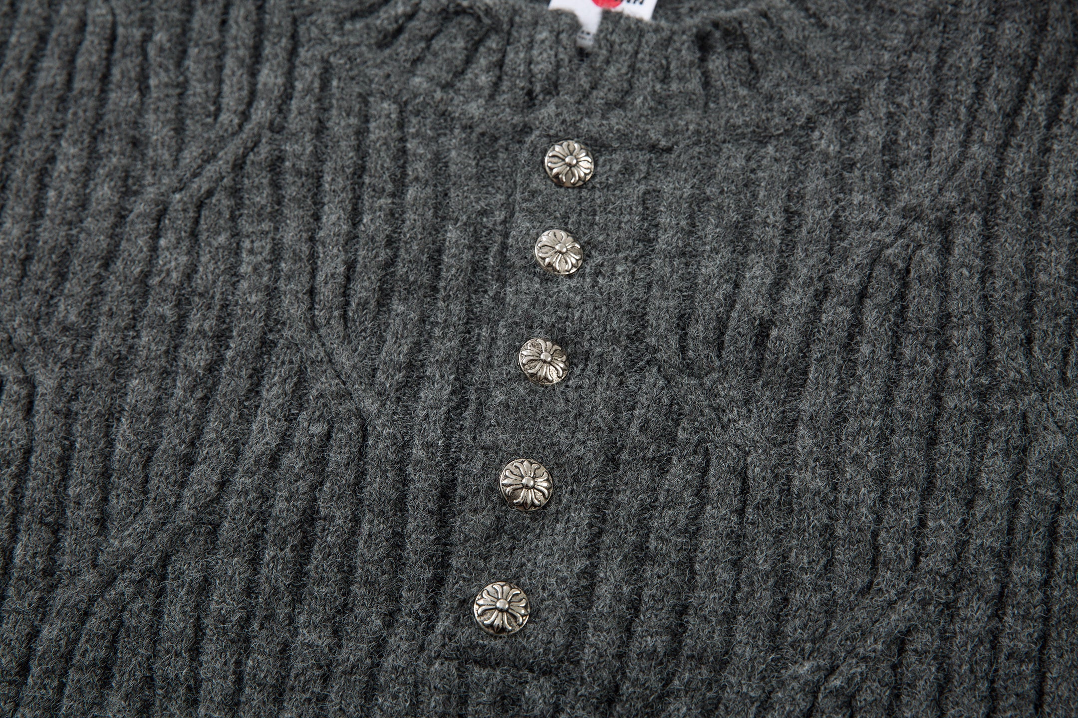 3-6-5.shop Distressed Ribbed Henley Knit