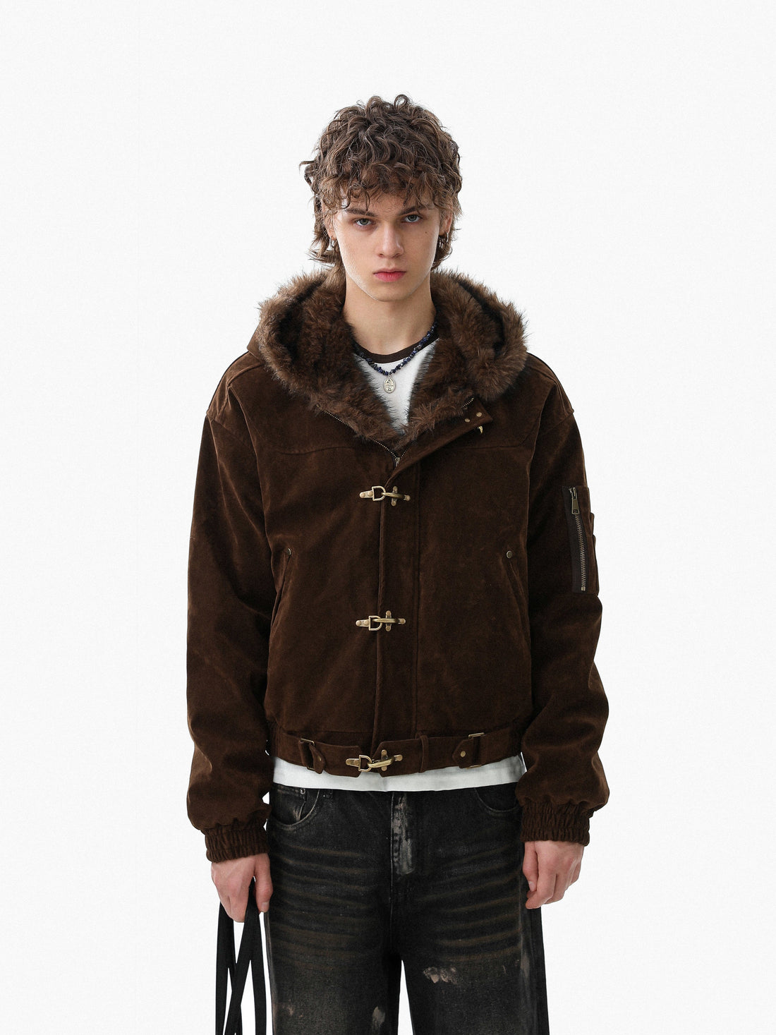3-6-5.shop Faux Suede Fur-Lined Jacket
