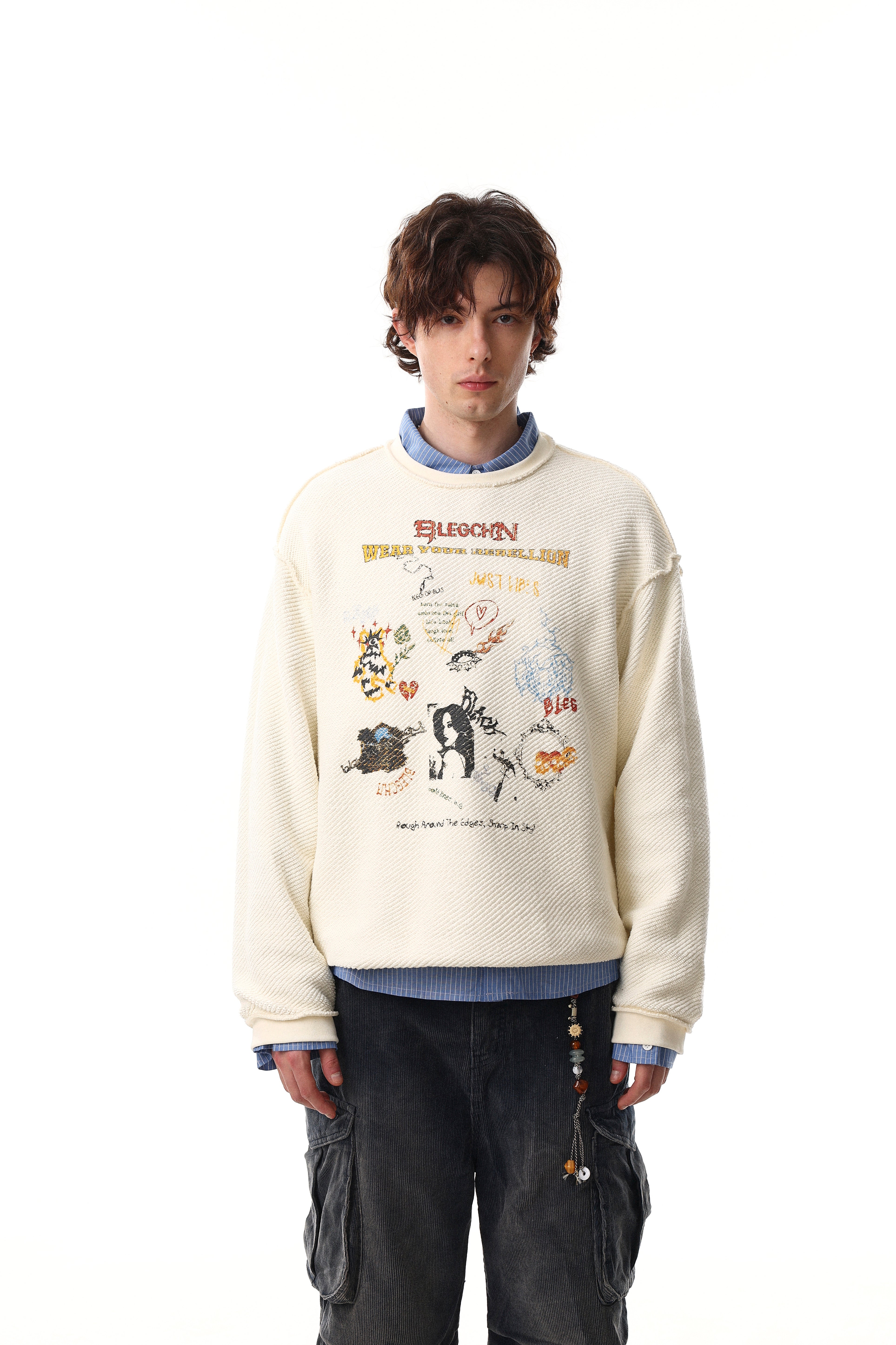 3-6-5.shop Graphic Textured Sweatshirt
