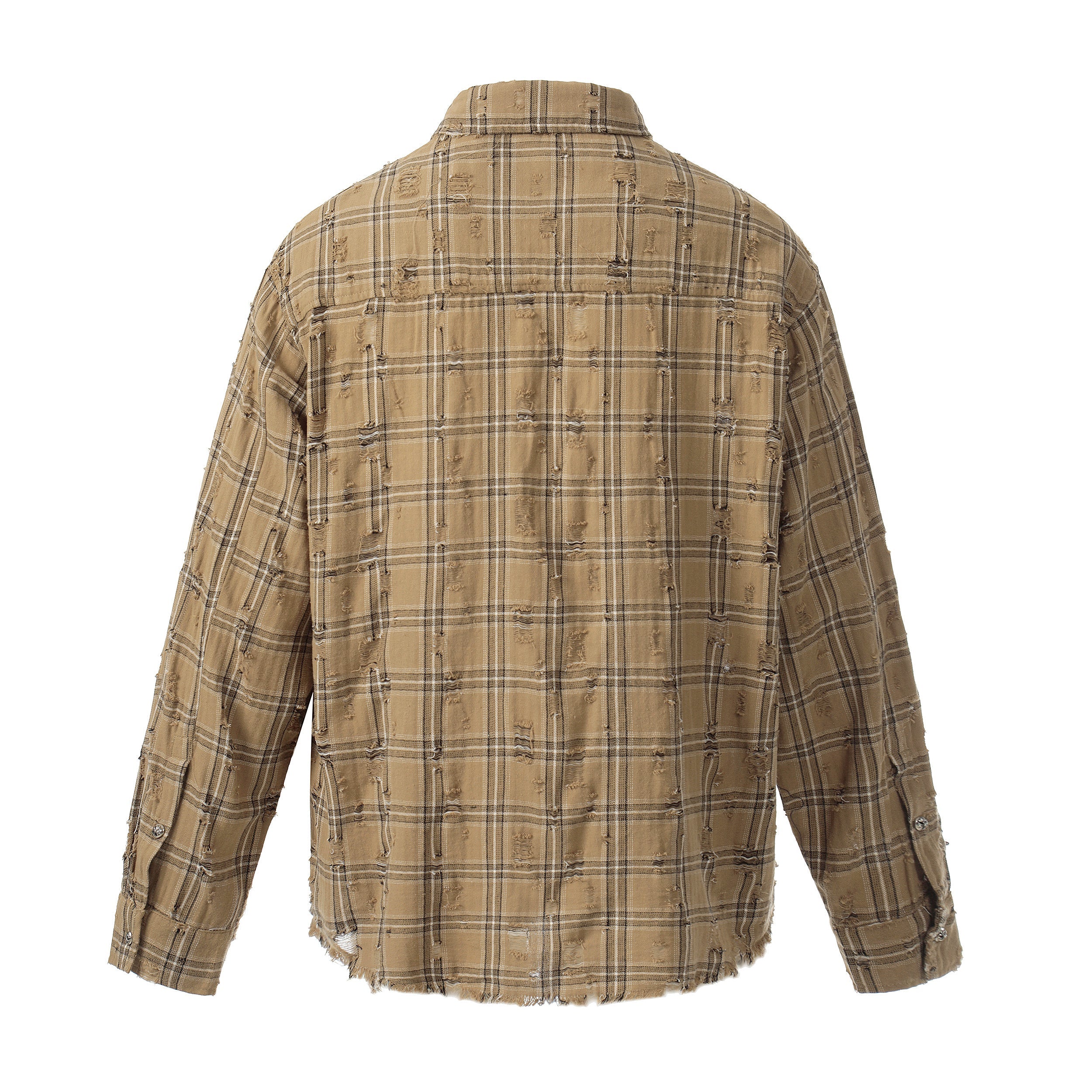 3-6-5.shop Distressed Plaid Shirt Jacket