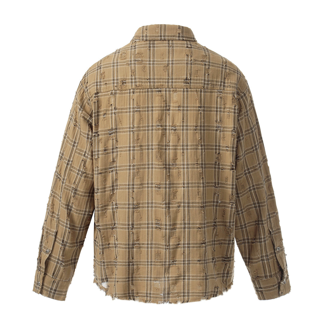 3-6-5.shop Distressed Plaid Shirt Jacket