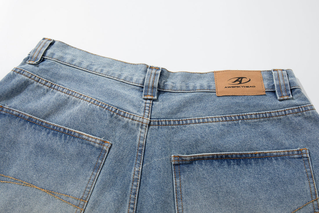 3-6-5.shop Washed Wide-Leg Denim Pants