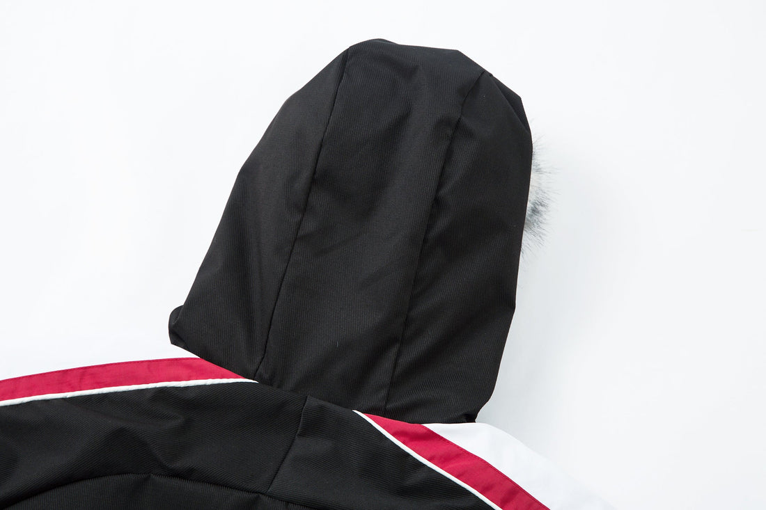 3-6-5.shop Racing Patch Faux Fur Hood Jacket