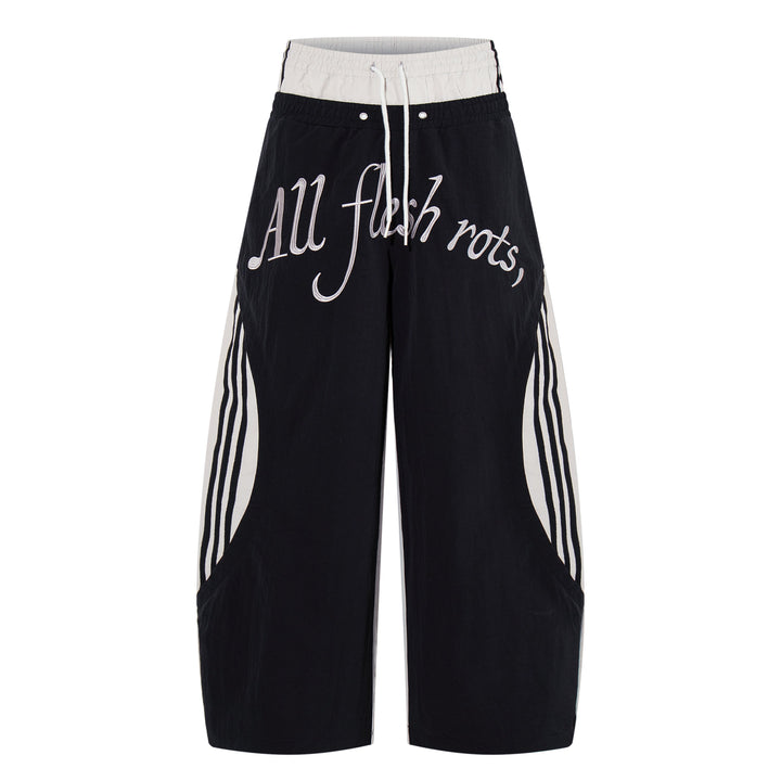 3-6-5.shop Script Graphic Wide-Leg Track Pants
