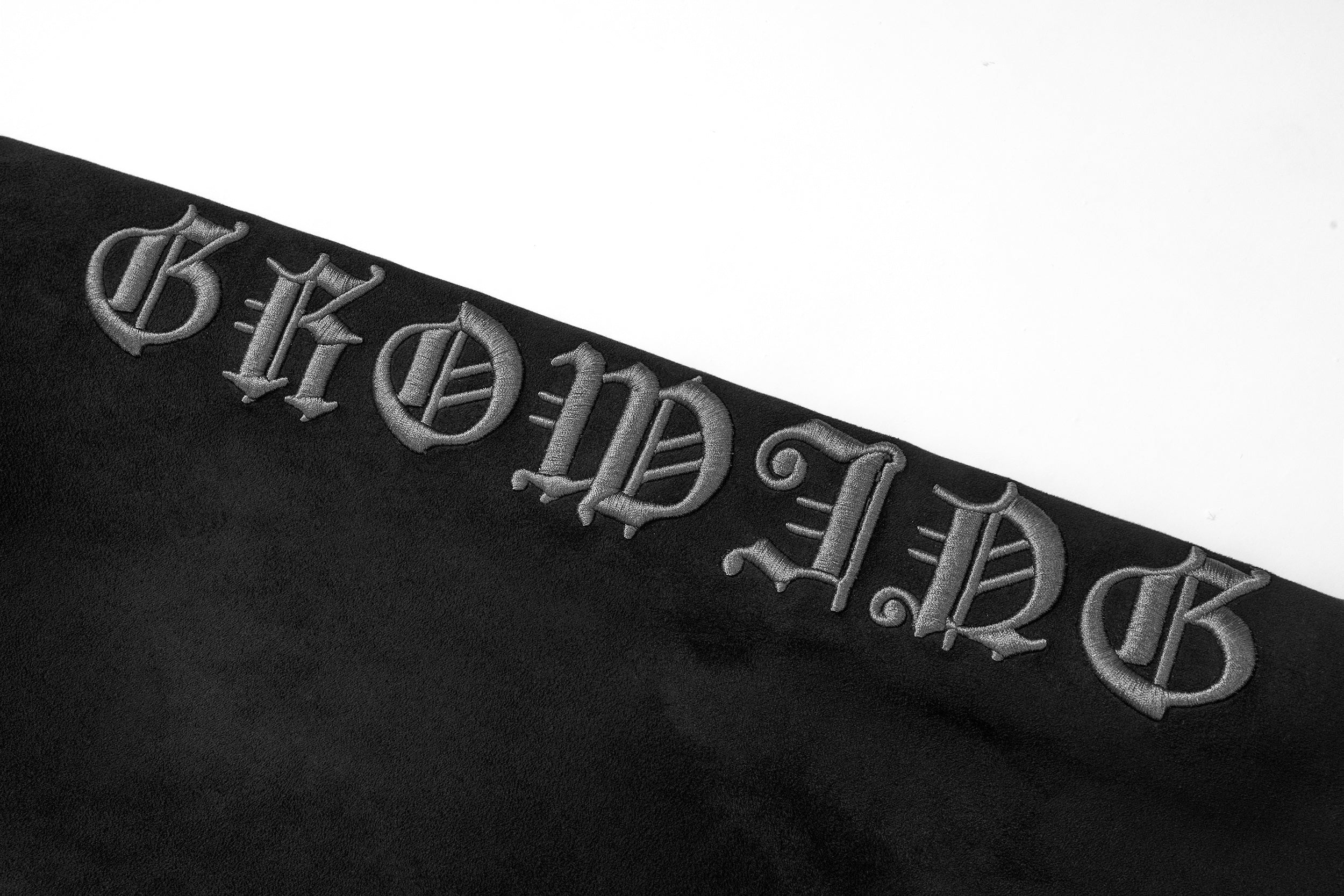 3-6-5.shop Gothic Embroidered Suede Zip Hoodie