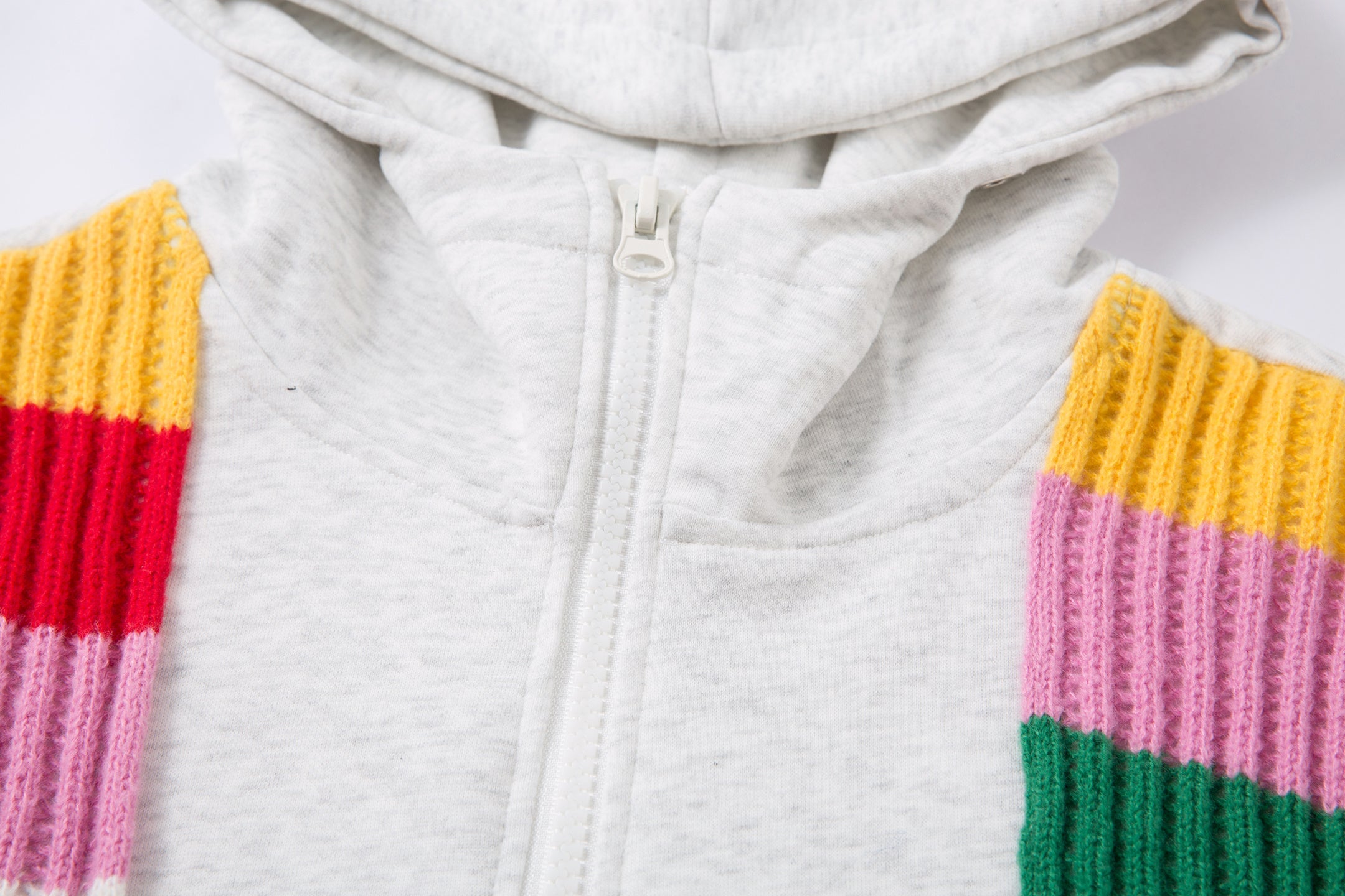 3-6-5.shop Color-Block Scarf Hooded Zip Jacket