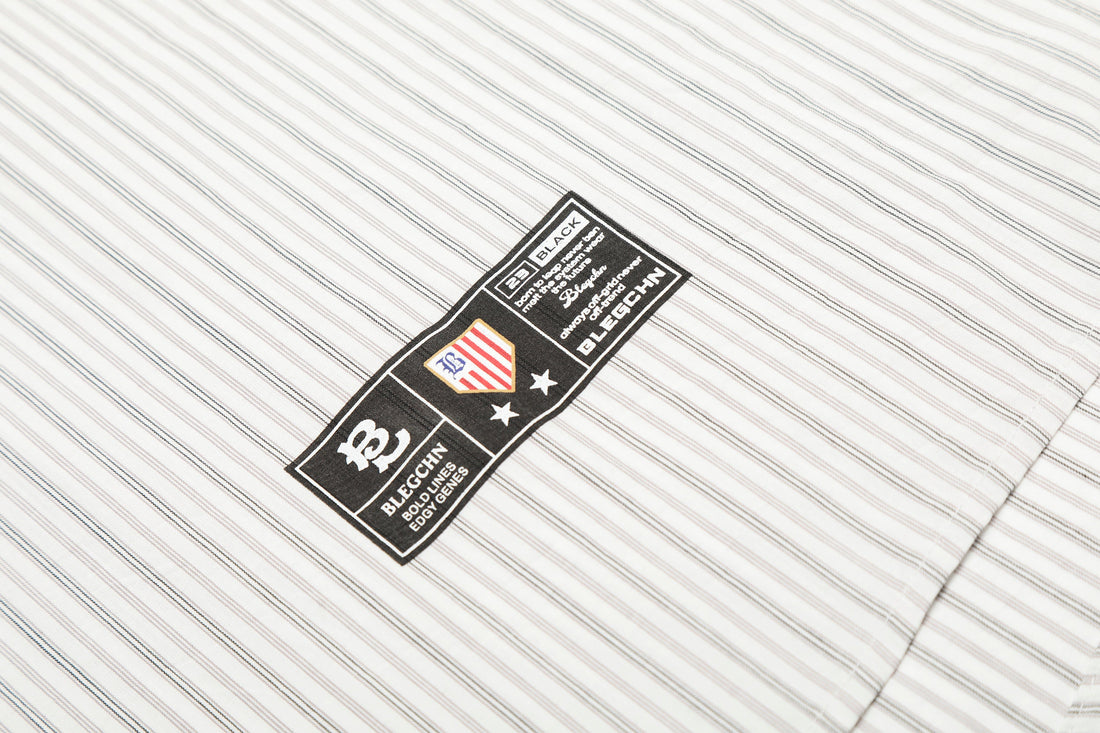 3-6-5.shop Striped Logo Button-Up Shirt
